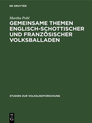cover image of Gemeinsame Themen englisch-schottischer und französischer Volksballaden